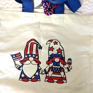 New - Patriotic Gnome Tote Bag - 16" high 15" wide 6" deep